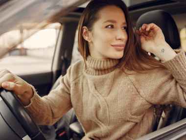 girl inside a car